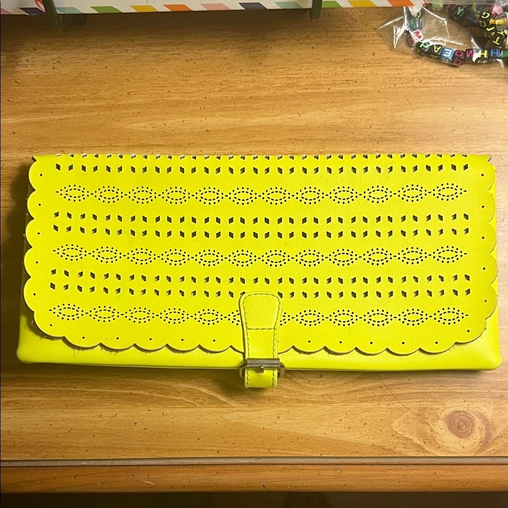 Vibrant neon yellow Laser-Cut Clutch